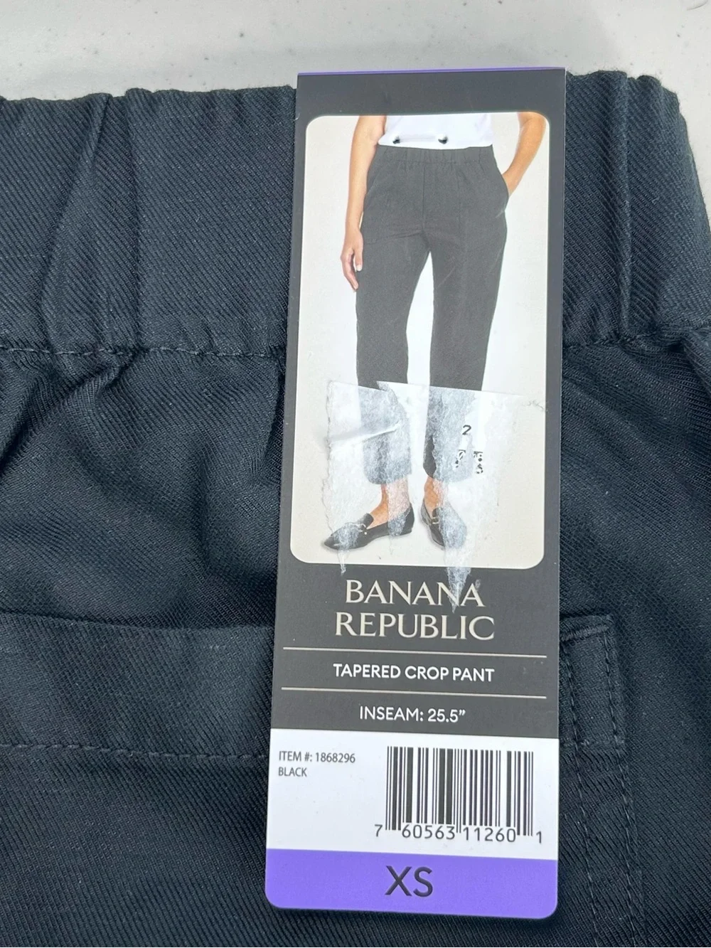 Banana Republic Women's XS Black Tapered Crop Pull On Pants Linen NWT